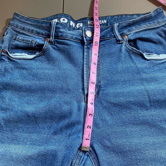 Song Womens 16 Mom Jean Medium Wash High Rise Denim Blue Straight Whiskering - Picture 6 of 7